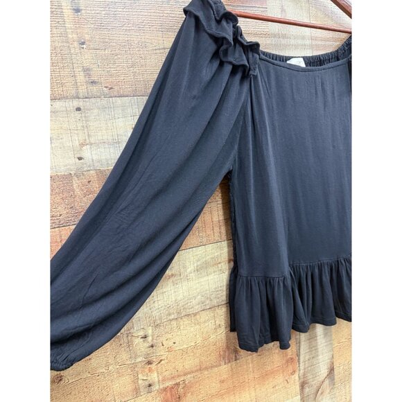 Loft Smocked Black Peasant Top XL - Picture 3 of 7